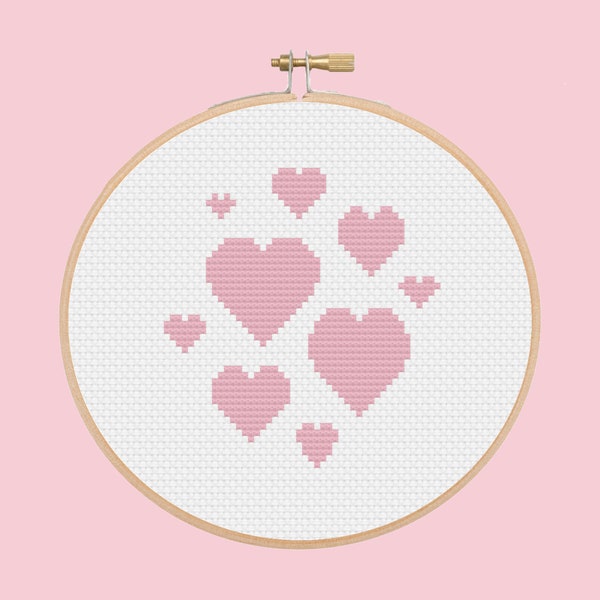 hearts big and small - cross stitch pattern