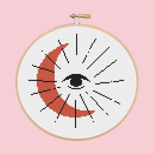 moon and eye cross stitch pattern