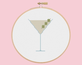 dirty martini - cocktail - cross stitch pattern
