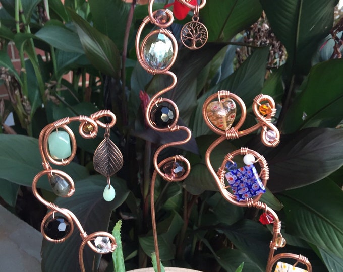 Copper Plant Stakes Gemstone Picks for Plants Plant Stick Etsy