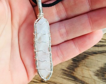 Gift For Her Celestial Jewelry Pink Crystal Bar Necklace Healing Jewelry Crystal Quartz Jewelry Raw Crystal Necklace
