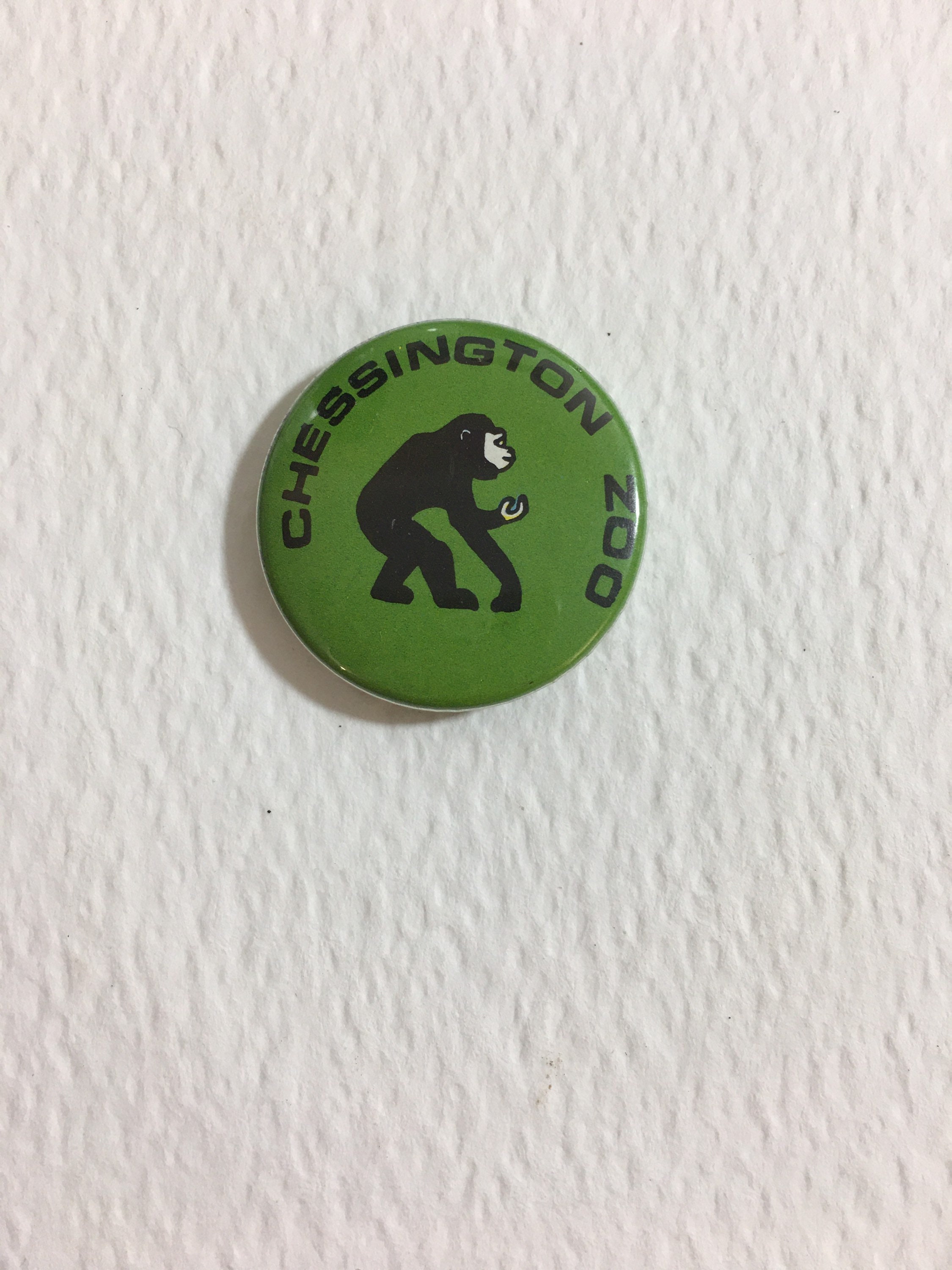 Chessington Zoo pin badge with a chimpanzee very cute. Iconic Etsy
