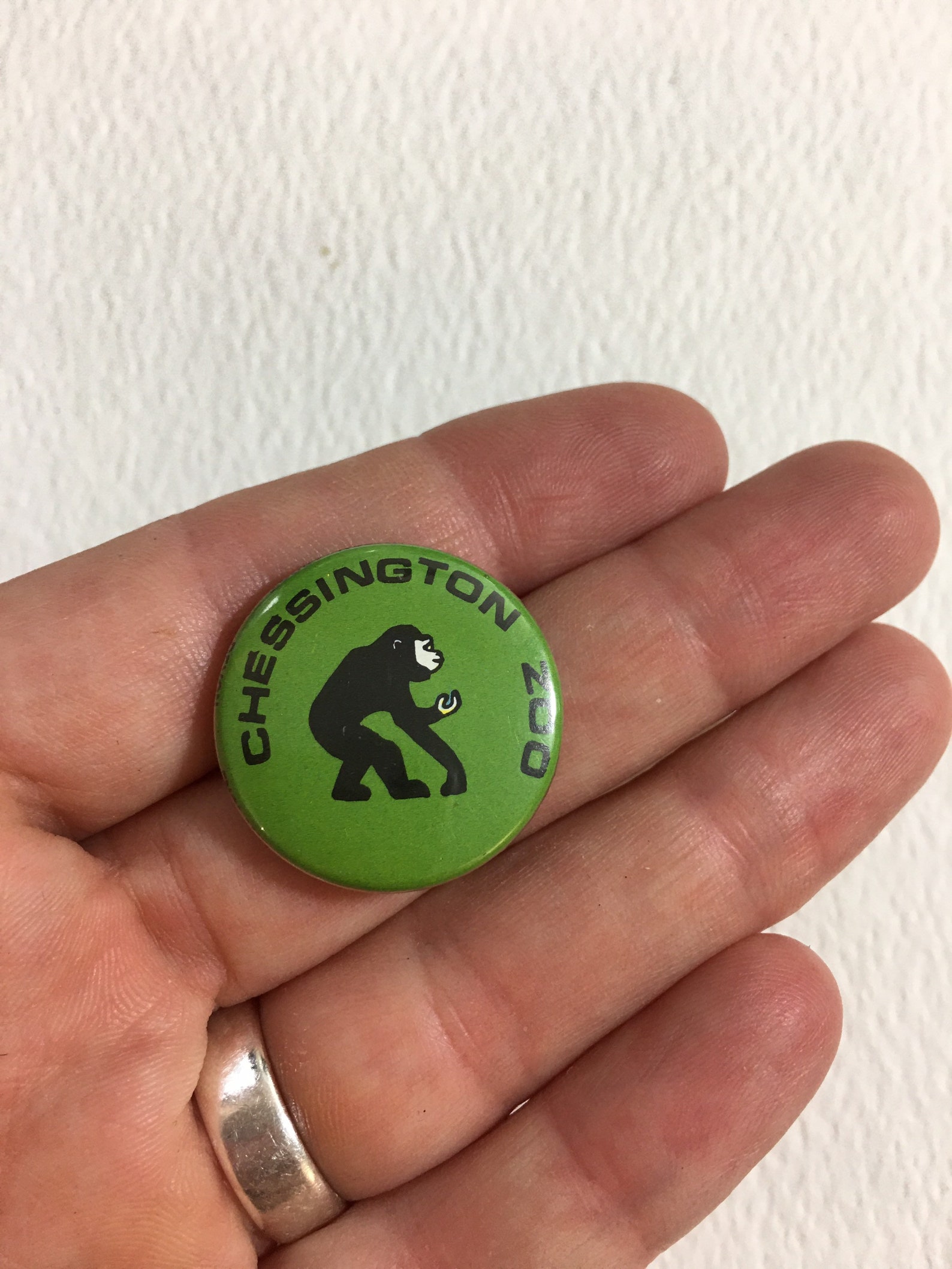 Chessington Zoo pin badge with a chimpanzee very cute. Iconic Etsy