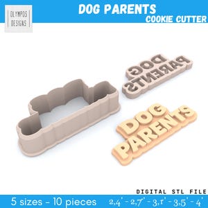 Set di formine per biscotti a tema "Genitori di cani" in formato STL, file per stampante 3D, set di timbri a rilievo, download digitale, formine per biscotti per amanti degli animali, 5 misure