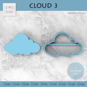 Cloud 3 Clay Cutter | Digital STL File | 9 Sizes | Instant Digital Download | Easy To Print