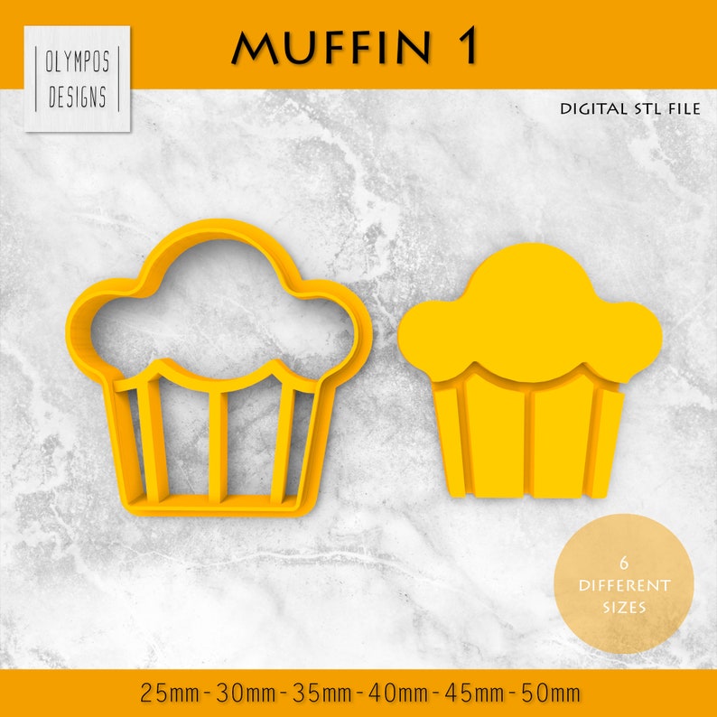 Muffin 1 Cutter Digital STL File 6 Sizes Instant Digital Download Easy