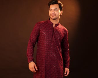 Kurta Pajama Set - Wine