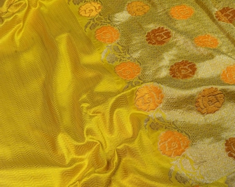 Banarasi Katan Silk Velvet Meena Saree - yellow