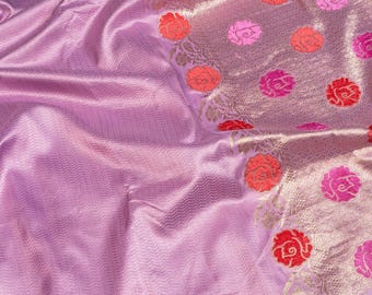 Banarasi Katan Silk Velvet Meena Saree - purple
