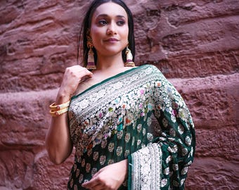 Khaddi Georgette Meenakari Saree