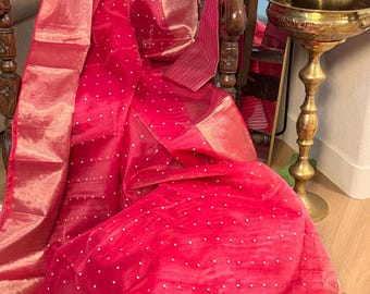Silk Handloom Saree with weaving