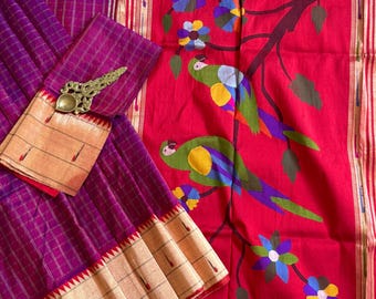 Paithani Pure silk handloom triple muniya saree