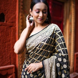 Khaddi Georgette Bandhini Saree
