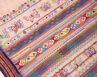 Lambani Hand Embroidered Vidharba Tussar Saree with butterfly theme