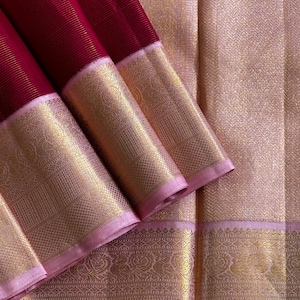 Kanjeevaram Pure silk handloom saree - red pink