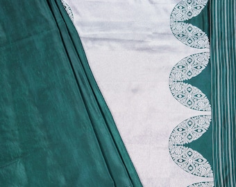 Mashru Silk with weaving - bottle green