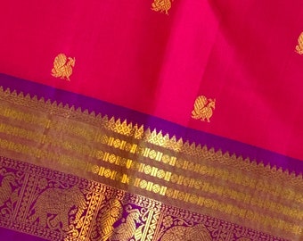Kanjeevaram pure silk handloom saree - Pink purple