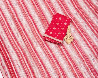 Georgette with stripes - red