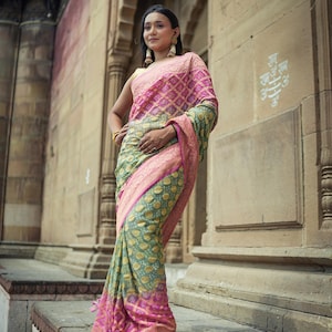 Khaddi Georgette Bandhini Saree