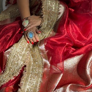 Pure banarasi tissue silk handwoven saree with gotapatti borders