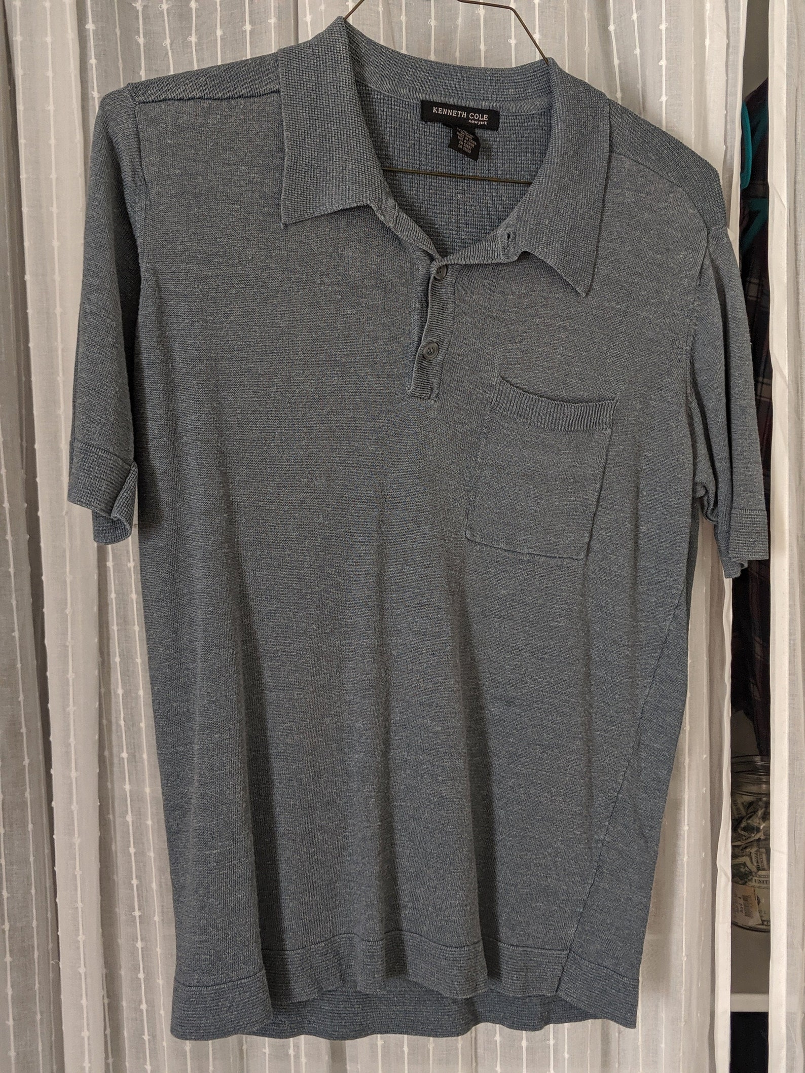 Kenneth Cole gray knit golf shirt w pocket size Med great | Etsy