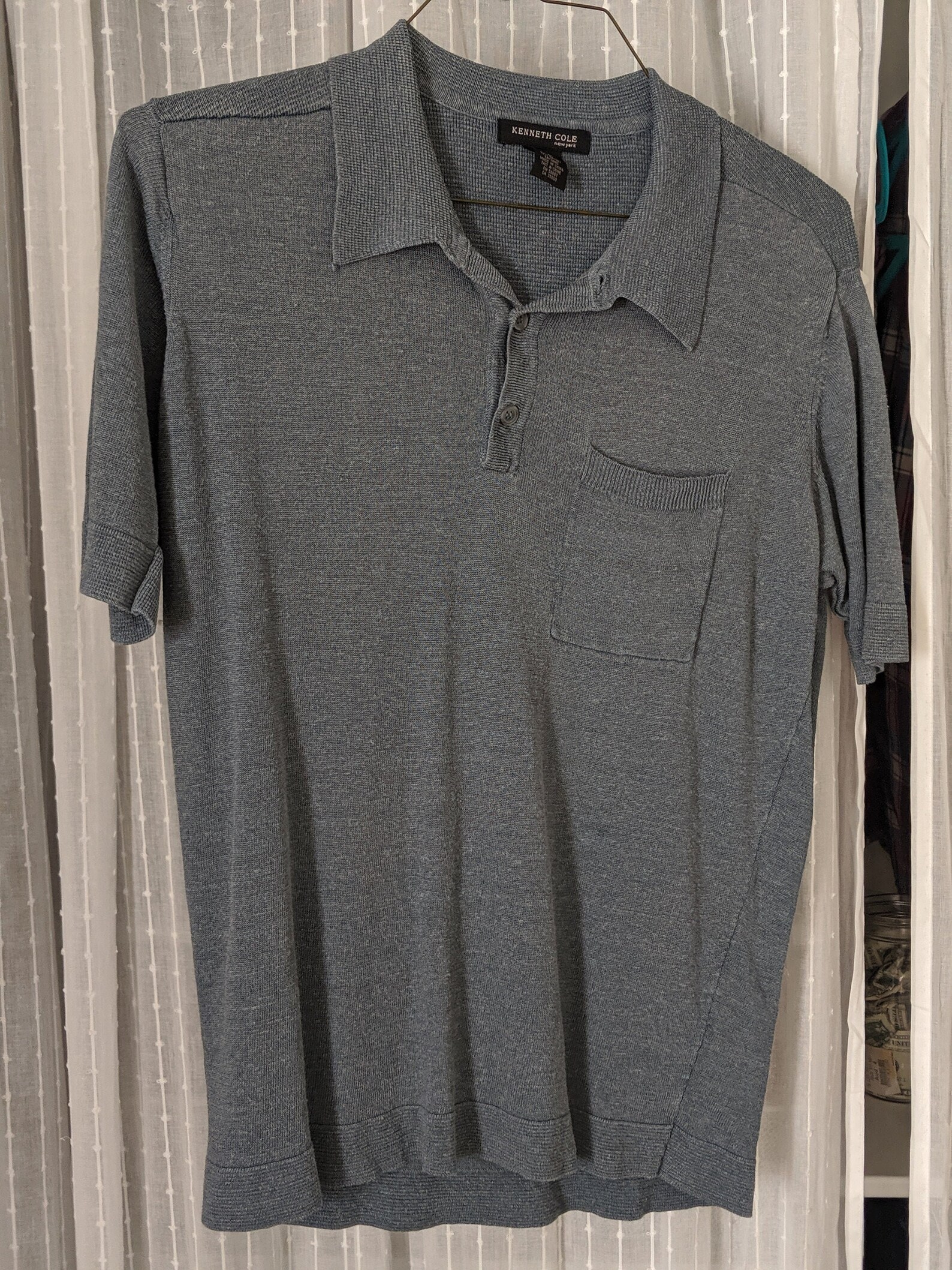 Cole gray knit golf shirt w pocket size Med great Etsy