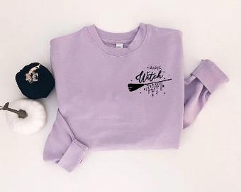 クルーネックのスウェットシャツ。アスレチック。ラベンダー。ベーシックなウィッチフリース