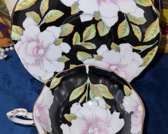 Paragon England Pink Gardenia Double Warrant Tea Cup & Saucer Porcelain