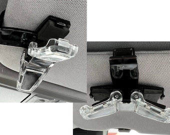 Pack of 2 Universal Sun Visor Sunglass Holder Clip with 2 Clamps in 7 Color Options