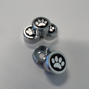 License Plate Frame Screw Cover Caps for Car Truck SUV Motorcycles with 4 Design Emblem Options - Dog Paws, Sparkly Silver, or Carbon Fiber