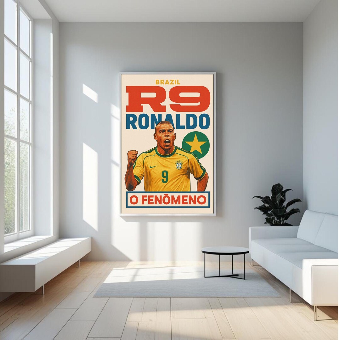 Rolnaldo R9 Ronaldo R9 Retro Poster | Brazil 2002 World Cup Art Print | Digital ...