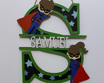 Comic Book Superhero Bedroom Door Sign boys PERSONALISED NAME PLAQUE Wooden 3D 