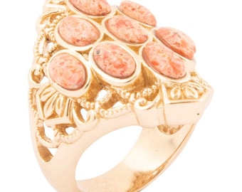 Sanibel Orange Coral Golden Drop Ring