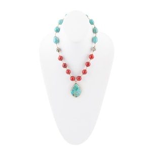 Dalmatian Jasper Multicolor Golden Teardrop Necklace