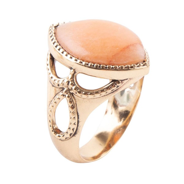 Peach Aventurine and Bronze Ring