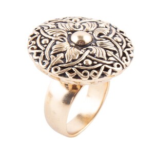 Exquisitely Adorned Bronze Statement Ring