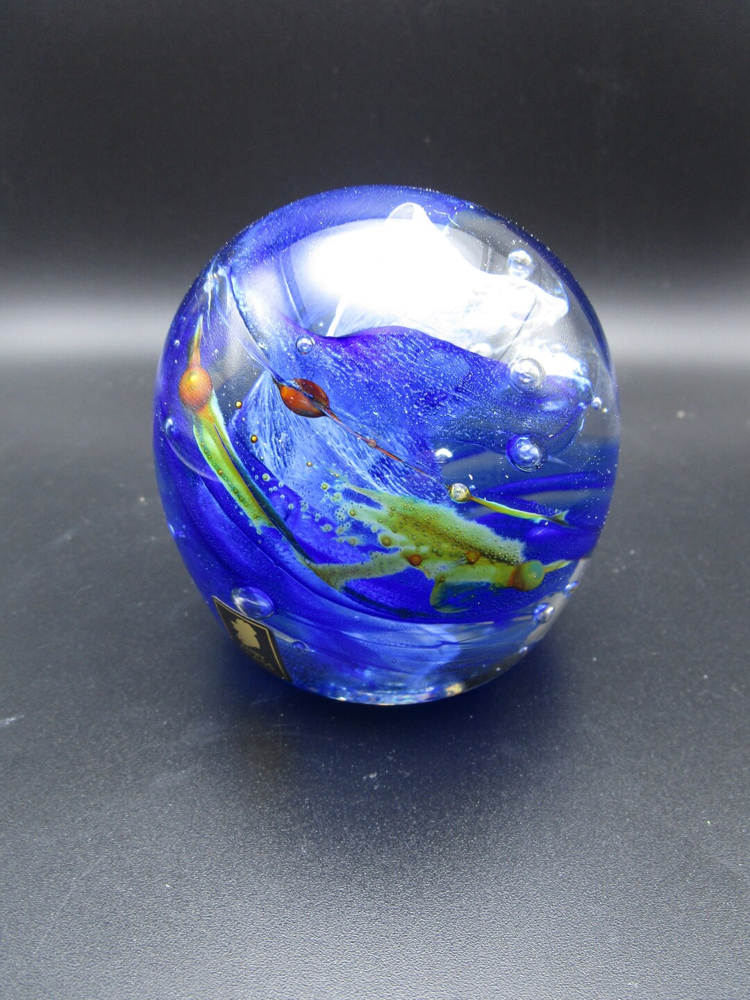 Kerry Glass Ireland Blue Spiral Art Glass Paperweight W/ Label Etsy