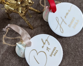 Personalized Ceramic Ornaments | Christmas Decoration | Customized Gifts | Milestone Ornament | White Ornament | Christmas Gifts | Gift tags