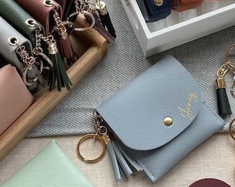 Personalized Wallet with Gold Foil | Customized Card Holder | HandWritten Personalization Gift | Bridesmaid Gift | Vegan Leather Mini Wallet