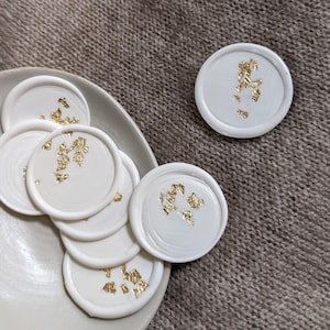 Selo de cera em folha de ouro branco | Selo de cera autoadesivo | Envio | Natal | E-mails de férias | Convite de casamento | Registro no diário