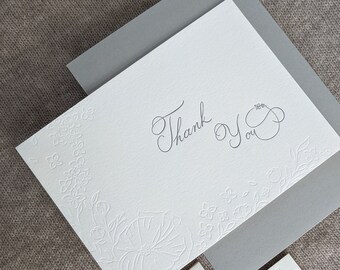 Letterpress Thank You Card | Thank You Cards | Thank You Postcard | Floral Thank You Card | Greeting Cards | Minimalist Thank You Card