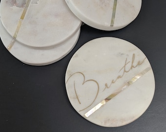 Personalized Round Marble Coaster | Marble Coaster | White Marble | Wedding Favours | Personalized Gifts | Wedding Gift | Hostess Gift