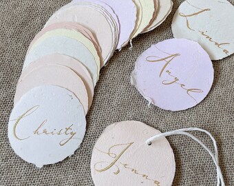 Personalized Gift Tags Pastel Colour Handmade Paper | Christmas Gift Tags | Calligraphy Name Tags | Place Cards | Wedding Favour Tags Bridal