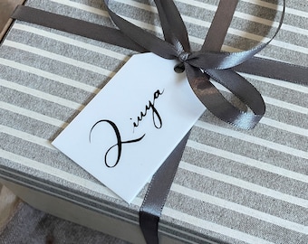 Acrylic Reusable Gift Tag | Vinyl Gift Tag | Christmas Ornament | Name Tag | Place Card | Holiday Gifts | White Gift Tags | Hand Written Tag