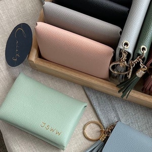Personalized Card Holder with Gold Foil | Customized Mini Wallet | HandWritten Personalization Gift | Bridesmaid Gift | Vegan Leather Wallet