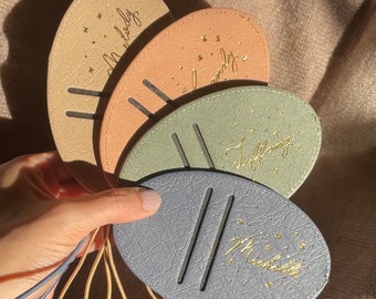 Personalized Calligraphy Leather Travel Gift | Suitcase Tag | Customized Hot Gold Foiled Leather Luggage Tag | Monogram Luggage Labels