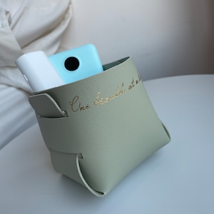 Personalized Leather Container | Accessories Tray | Travel Container | Customized Hot Gold Foiled Leather Box | Foldable Storage Bin