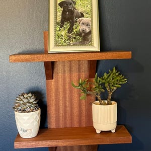 Handmade Sapele Hardwood Wall Shelf: Mid-Century Modern Floating Display