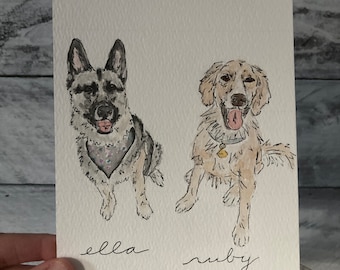 Custom Hand-Painted Watercolor Pet Portrait