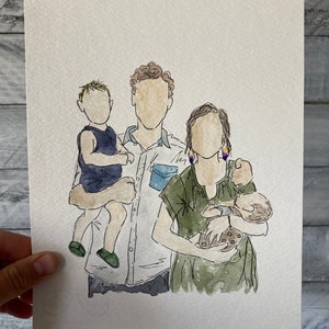 Custom Hand-Painted Watercolor Faceless Portrait